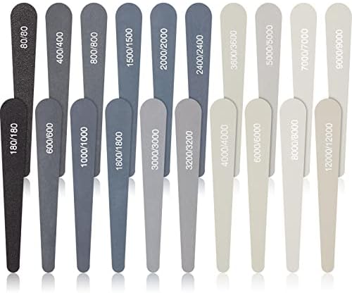 Honoson 20 Pcs Sanding Sticks Model, Low and High Grits, Water Drop Style