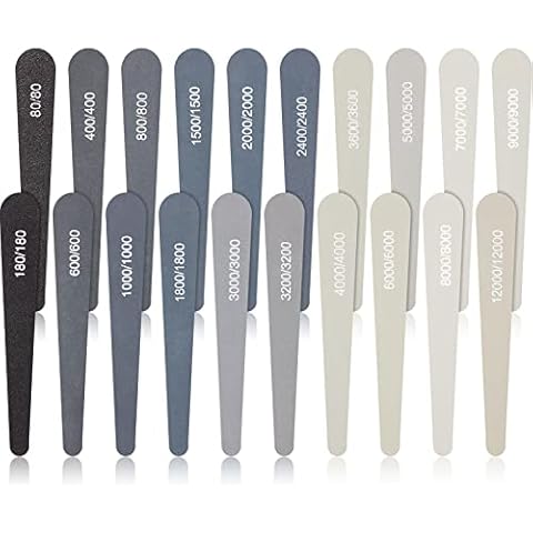 20 Pcs Honoson Sanding Sticks for Plastic Models Polishing Sticks Assorted Metal and Wood Sanding Tools Accessory for Model Craft Amateur Beginner(Low Grits and High Grits,Water Drop Style) Cover