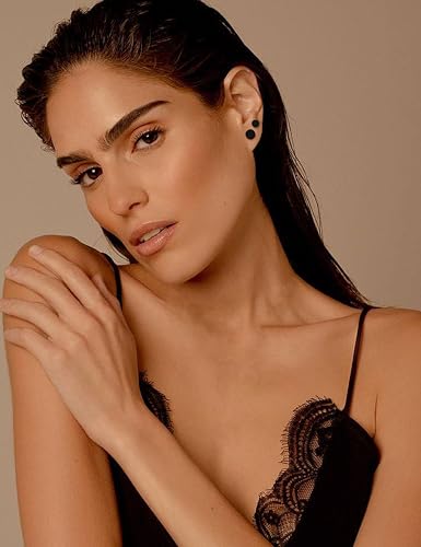 FIBO STEEL 316L Surgical Steel Hypoallergenic Black Stud Earrings for Men Women, Round Waterproof Cartilage & Lobe Jewelry, Comfortable Everyday Fashion Accessory, 3mm-8mm4