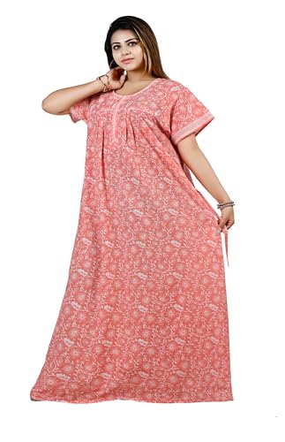 Image of Bejod's Collection Women Pure Cotton Nighty | Full Length Floral Printed Cotton Nighty Maxi | Soft & Breathable Nightwear (L-4XL)