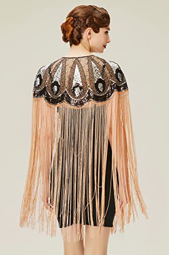 BABEYOND 1920s Shawl Wraps Long Fringed Evening Cape Sequin Beaded Party Shawl4
