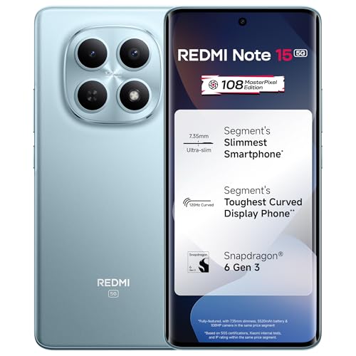 REDMI Note 15 5G (Glacier Blue, 8GB RAM 128GB Storage) | 108MP OI...