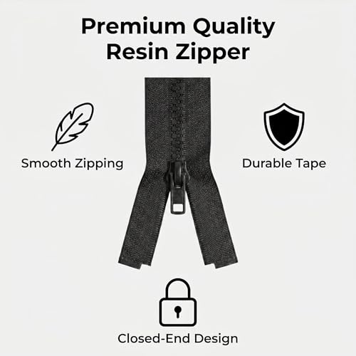 Image of Sawoake 2PCS #5 11 Inch Separating Jacket Zippers for Sewing Coats Jacket Zipper Black Molded Plastic Zippers Bulk Tailor DIY Sewing Tools for Garment /Bags /Home Textile