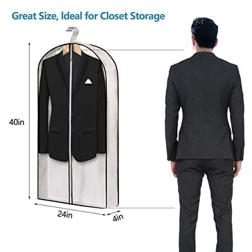 Hanging Clothes Storage with 4" Gusseted Garment Covers (Set of 6) - Clear Suit, Dress, Sweater, Shirt Protectors - 24"x 40"x 4" / 6 Pack - Image 3