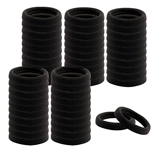 100 Stück Haargummi Damen, 4,5 cm Metallfreie Haargummis Scrunchies, Schwarze Haargummis für Frauen Männer Kinder