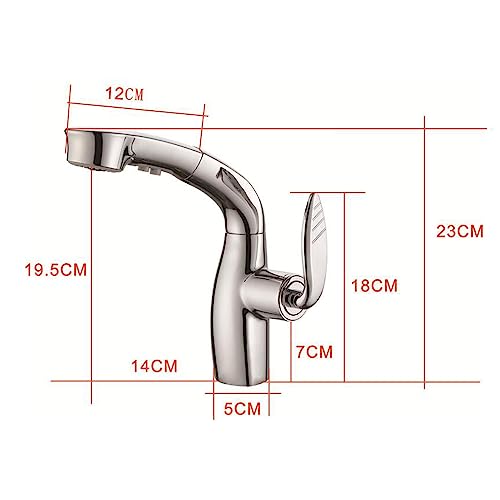 Mitigeur de lavabo avec douchette extractible multifonction eau chaude froide - 7