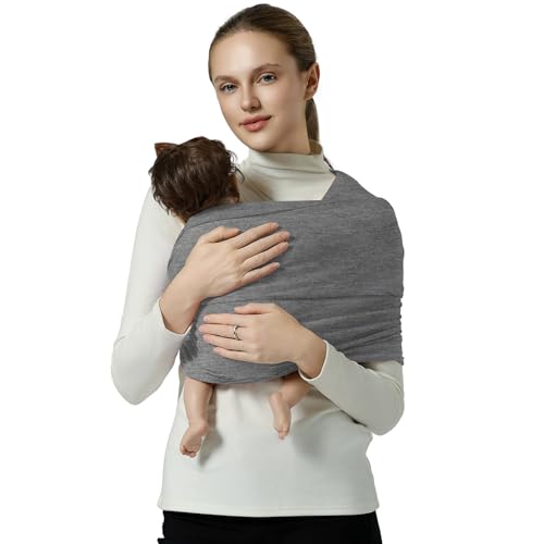 Image of MISSWISDOM Baby Wraps Carrier, Baby Carrier Wrap Baby Wearing Wrap Newborn Wrap Carrier, Baby Sling, Baby Carrier Sling for Newborn and Infant, Grey