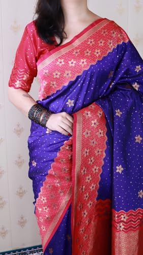 Image of SGF11 Women's Kanjivaram Pure Handloom Soft Silk Saree With Blouse Piece