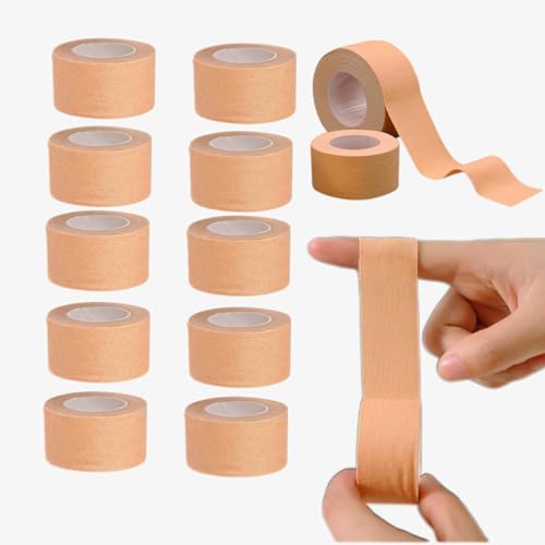 12 Rolls Skin Color Self-Adhesive Wrap Tape 2.5cm x 5m Breathable Plaster Tape Flexible Adhesive Bandage for Dressing Fixing Sports & Daily Use