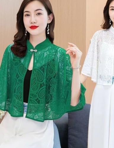 Image of Women's Floral Lace Shrug Cardigan 3 /4 Sleeve Open Front Crochet Cropt Bolero Jacket S-L