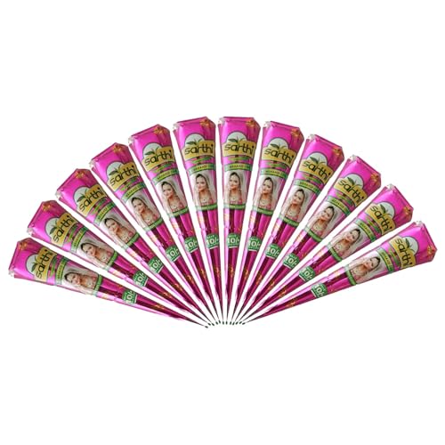 Sarthi 100% Natürliche Henna 3x Paste Cones (Rot-Braun) 125 g - Keine Mischung, Kein PPD - Hautfreundlich & Sicher - Perfekt für Körperkunst & Traditionelle Designs