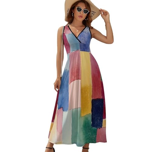 Robe de plage imprimé bohème longue et fluide sans manches pour femme