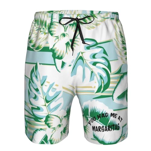 You Had Me at Margaritas Mens Swim Trunks Quick Dry Board Shorts,Breathable Fit Hawaii Beach Short Bathing Suits,4