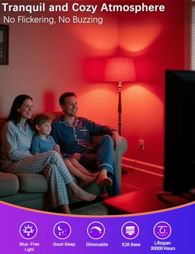 Image of 630nm Red Light Bulb for Sleep Dimmable, 100% Blue Light Blocking, Promotes Melatonin Production, E26 A15 LED 5W Red Dim Night Light for Baby's Bedroom, Sleeping, 6Pack