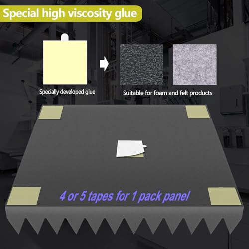 Painéis de espuma à prova de som para paredes 10 conjuntos de fita de montagem de espuma à prova de
