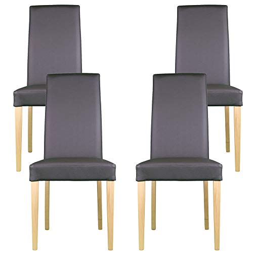 JOYSHOP s.r.l. Silla de madera de haya con respaldo y asiento de piel auténtica