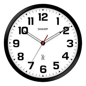 SHARP Atomic Analog Wall Clock – 12″ Black Stylish Frame – Sets Automatically- Battery Operated – Easy to Read – Easy to Use – Modern Design and Style