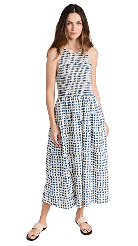 Madewell Women's Shibori Halter Tiered Midi Dress, Blue Ivory Shibori, Xxs #TOP6