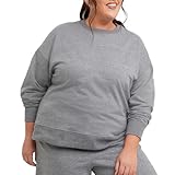 Hanes Women's Originals French Terry, Lightweight Fleece Pullover Sweatshirt, Black 50R PE Heather, 2X Large
