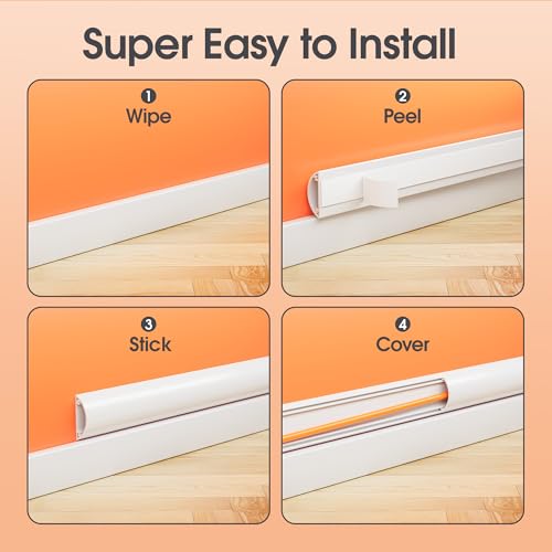Cord Hider Kit, 56.7in Cord Covers for 2-3 Wires on Wall, Paintable Cable Hider Wire Covers for Cords on Wall, Cable Cover Raceway Cord Hider for Walls Mount Tv, W1.57 H0.59in, White by Wuitaouy - Image 3