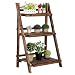 Yaheetech 3 Tier Folding Wooden Plant Stand Wood Organizer Flower Pot Stand Plant Display Shelf Rack Ladder Garden Indoors Outdoors 24’’ x 15’’ x 37"