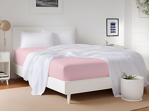 LivinEase King Size Fitted Sheets – 30cm Deep Fitted sheets King Size – Brushed Microfiber King Size Fitted Sheet – Easy Care Soft & Comfortable Pink King size bed sheets (Pink King)