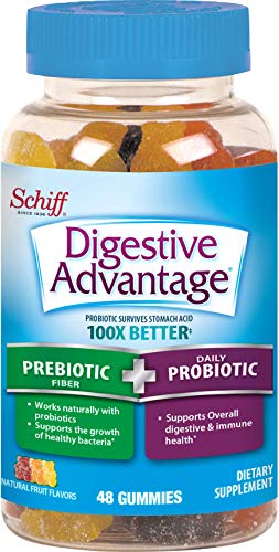 Digestive Advantage Prebiotic Fiber Plus Probiotic Gummies 48 Count (Pack of 2)