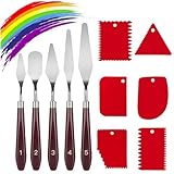 FWORUAIS 11 Stück Strukturpaste Leinwand,Künstlerbedarf,Spachtel Set,Spachtel Acrylmalerei,Texture paste,5 Palette Messer+6 AbstreifermesserAcryl