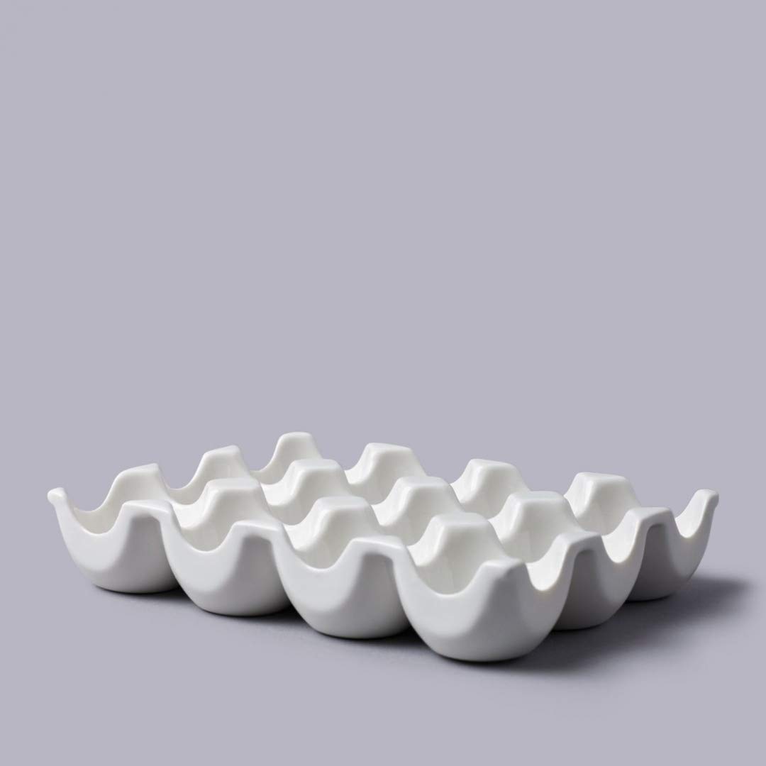 Wm Bartleet & Sons 1750 White Ceramic Egg Dish Holds 12 Eggs