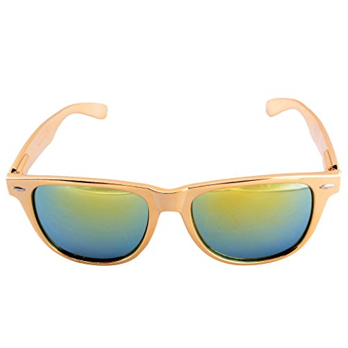 Gold Metallic Classic Square Sunglasses Iridium Mirror Lenses2