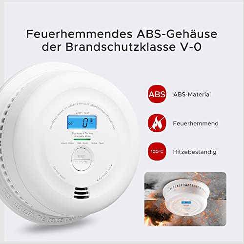 X-Sense Rauch- und Kohlenmonoxid Melder mit LCD-Anzeige, Batterie mit 10 Jahre Lebenszeit… – Ansicht 4