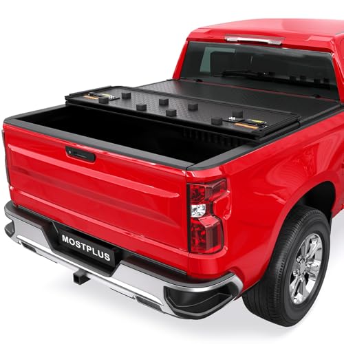 MOSTPLUS Tri-Fold Hard Truck Bed Tonneau Cover On Top Compatible for 2020-2024 Chevy Chevrolet Silverado/GMC Sierra 2500HD 3500HD 3 Fold Fleetside Solid 6.8FT
