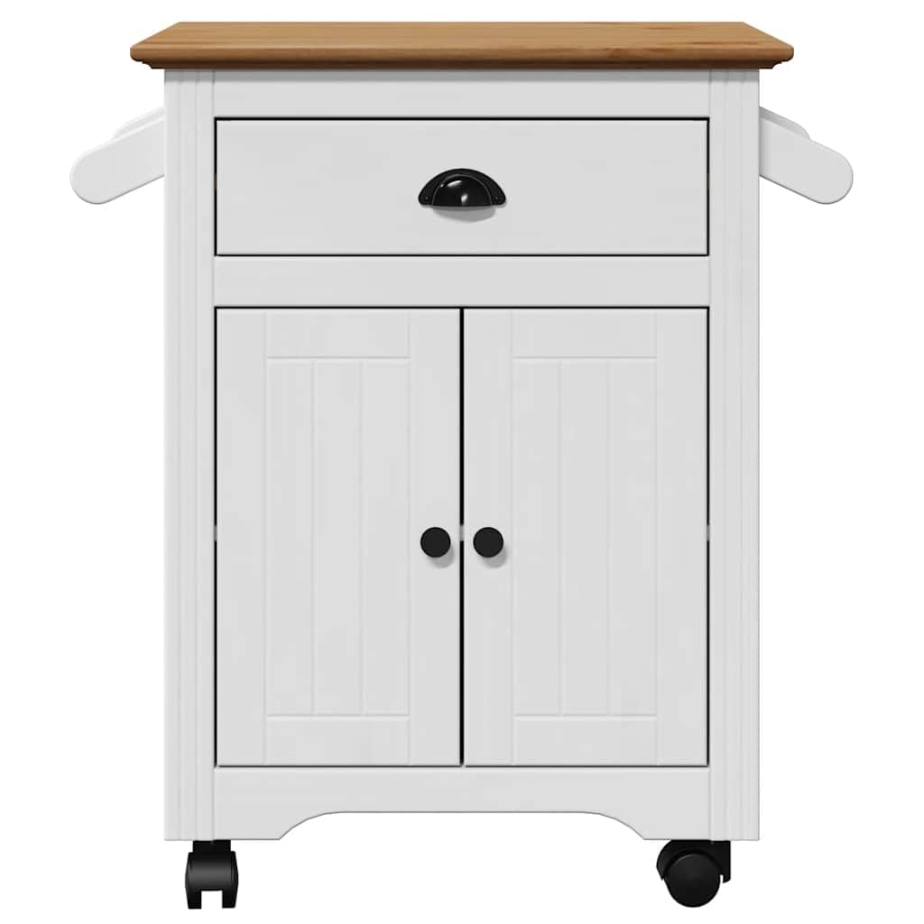 Gecheer Carrello da BODO Bianco e Marrone 72x45x80 cm,Carrellino,Carrello da con Ruote,Carrello portaoggetti,Carrello Credenza,Carrello su Ruote,Carrello di Servizio,P4016876