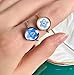 Handmade Pressed Real Natural Forget Me Not flower Ring Resin stainless steel Adjustable Open Ring (silver)