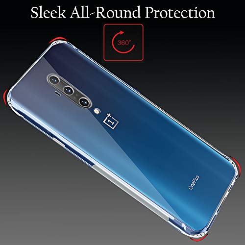 Image of TheGiftKart Ultra Clear Slim Anti-Slip Grip Soft Silicone Back Cover Case with Complete Camera Protection & Anti-Dust Plugs Built-in for OnePlus 7T Pro (Transparent)