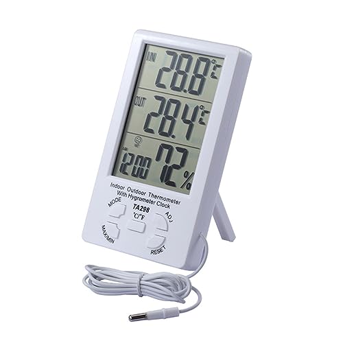 OFFSCH LCD Digital Hygrometer Thermometer with Outdoor Sensor High-Precision Temperature Humidity Monitor Lightweight Easy to Use