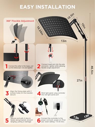 Image of INTEO Red Light Therapy for Face and Body, Infrared Red Light Therapy Lamp | 2-in-1 Detachable Red Light Panel with Stand, 660nm 850nm Near Infrared Light Therapy for Full Body Home with Elastic Strap