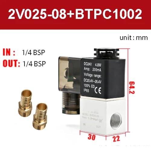 Électrovanne pneumatique 2V025-08 24V action directe 2 positions - 8