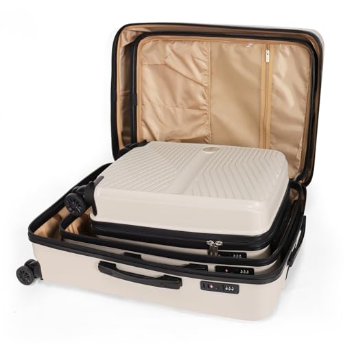 Luggage Set 3 Pieces - Suitcase Set - Carry on Luggage with Wheels - Check-in Luggage - PC + ABS Durable Suitcase Rotating Silent Wheels - 20/24/28 - Beige image 6