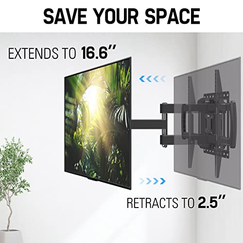 Mounting Dream Tv Mount For Most 42-75 Inch Flat Screen Tvs Up To 100 Lbs, Full Motion Tv Wall Mount With Swivel Articulating 6 Arms, Tv Wall Mounts Fit 12'', 16” Wood Studs, Max Vesa 600X400Mm #TOP4