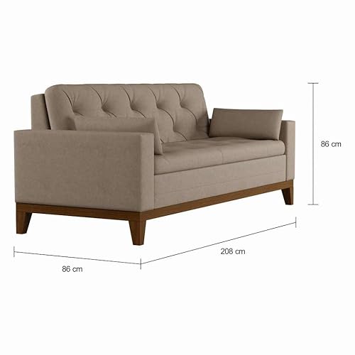 Sofá 3 Lugares Sparks Suede Bege