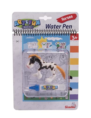 Simba Art and Fun Water Pen Horse Colouring Book, Horse 10 cm, Water Brush, 4 Magic Pages Each 17 x 19 cm, from 3 Years