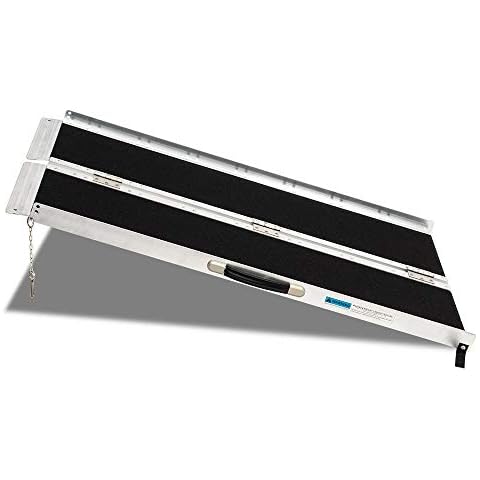 OMECAL 4FT Wheelchair Ramp w/Carrying Handle, Non-Skid Foldable Mobility Ramp, for Home Steps Stairs Doorways Door Threshold, 600LBS Weight Capacity Cover