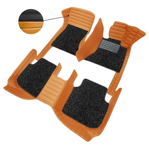 Image of Antiskid Premium 9D Car Mat Full Set for Vinfast VF 7 2026 | Luxury Leather Dual-Stitch Full Set 9D Car Floor Mat || 100% Waterproof ||Color: Tan Tan