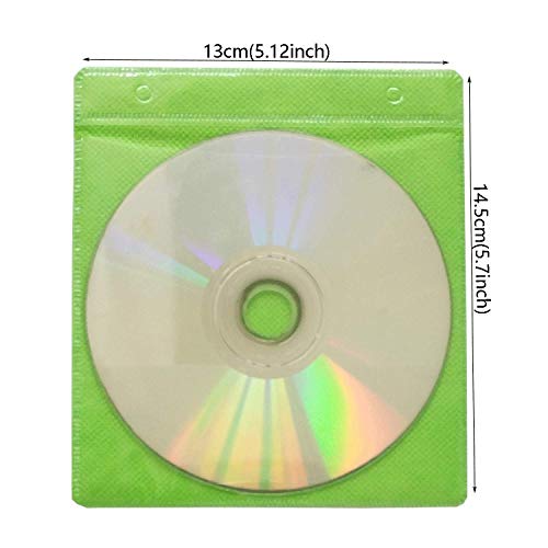 Baocool 100 Pack Premium Cd Dvd Sleeves,Thick Non-Woven Material Double-Sided Refill Plastic Sleeve For Cd And Dvd Storage Binders Disc Case (Green) #TOP1