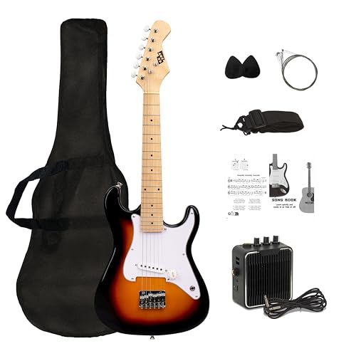 CB SKY 32 Inch Kids Electric Guitar Beginner Kit, Junior Size Mini Electric Guitar for Children with 5W Amplifier and Guitar bag, Unisex (Sunburst)