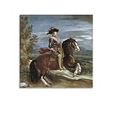 Diego velazquezディエゴ・ベラスケス世界のトップ画家による素晴らしい作品のポスター《フェリペ4世騎馬像》 部屋飾り キャンバスウォール 壁の絵 壁掛け ホームアートワーク12x12inch(30x30cm)