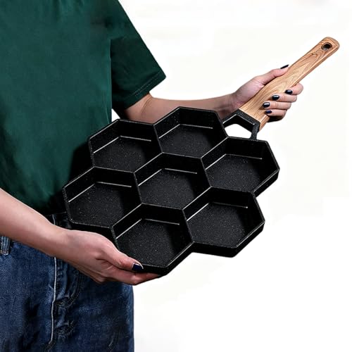 GZPKJ Molde para Panqueques Antiadherente De 7 Agujeros, para Desayuno con Huevo, Hamburguesa Y Filete, para Mini Panqueques con Tortilla, Ideal para Picnics, Campamentos, Comidas En Dormitorios