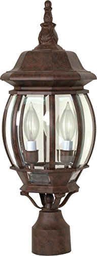 Image of Nuvo 60 /898, 3-Light Outdoor Post Lantern, Bronze, Beveled Glass