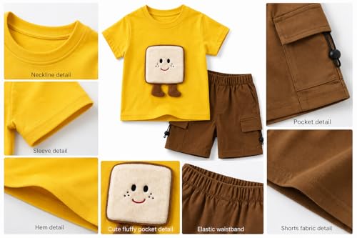Image of Bold N Elegant Cotton Cute 3d Cartoon Printed Half Sleeve T-Shirt And Shorts Clothing Set For Infant Toddler Baby Boy Girl